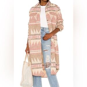 Steve Madden Long Aztec Shacket - Pink/Cream